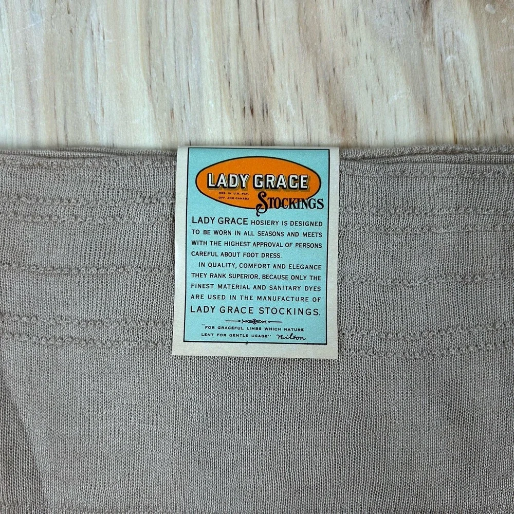 Vintage NOS Lady Grace‎ Durene Women's Stockings Mercerized Cotton Size 10